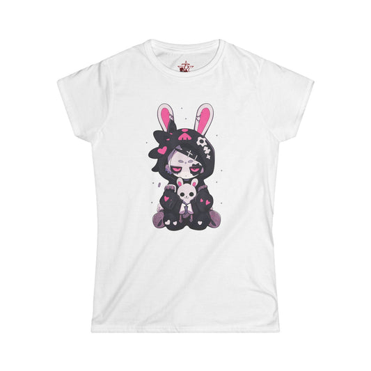 Gothic Pouty Little Girl V-Neck T-Shirt