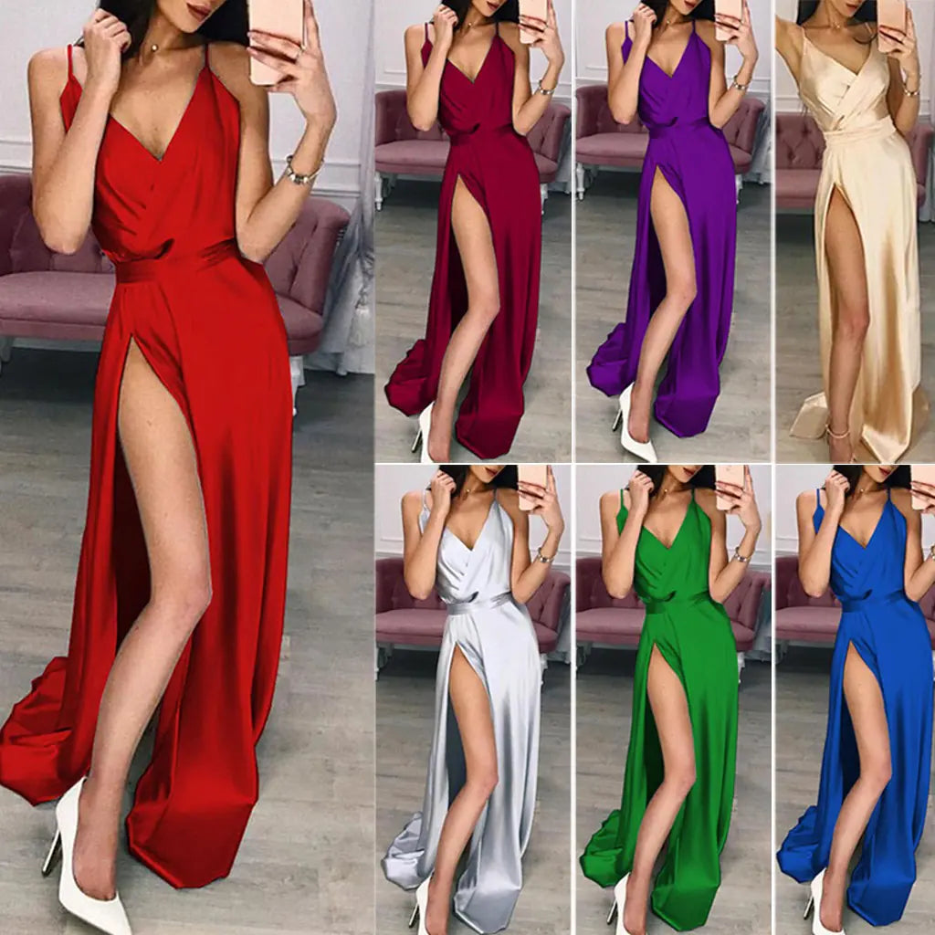 Strapless Split Hem Maxi Dress