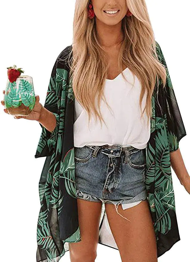 2020 Summer Fashion Print Kimono Beach Cover-Up