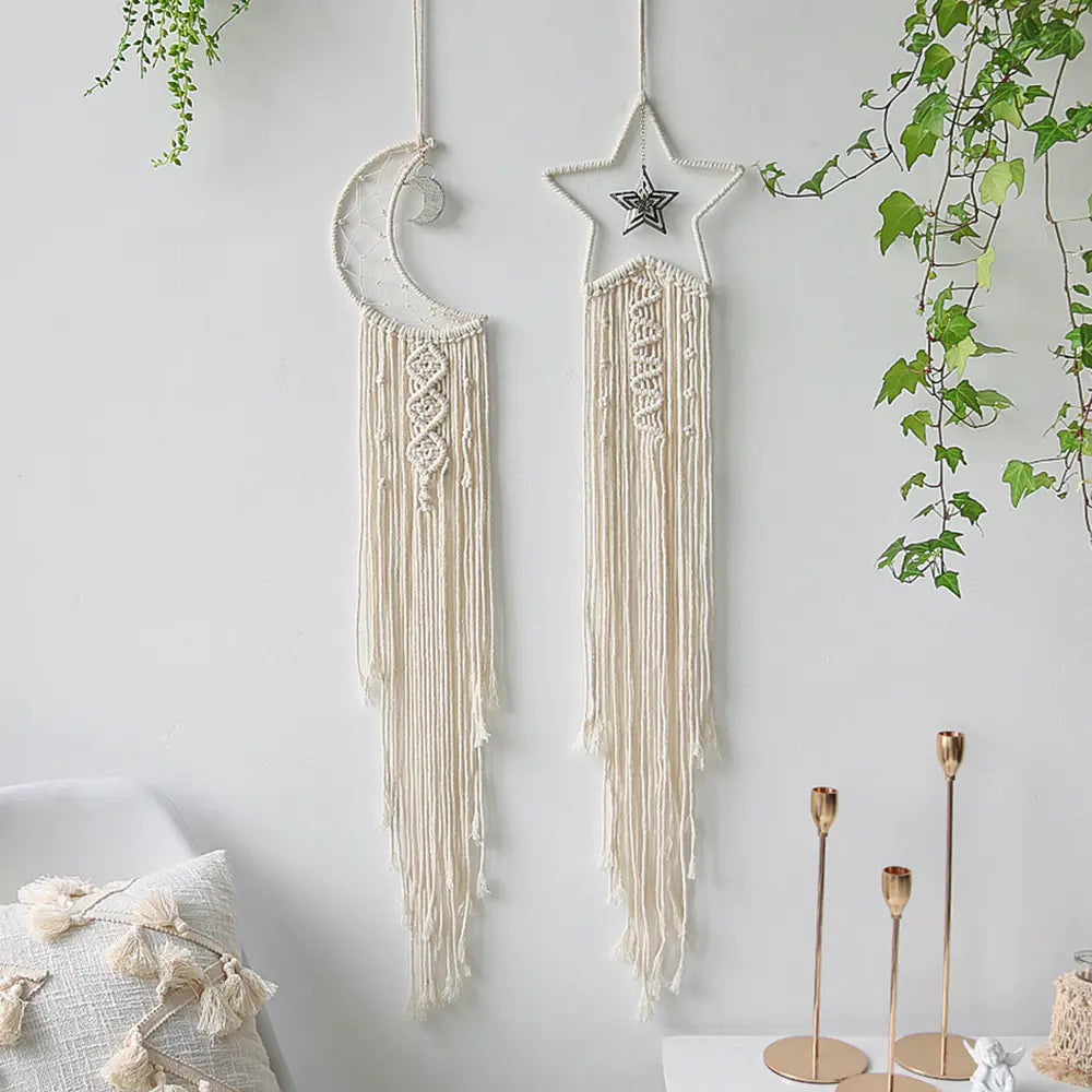 Boho Hand Woven Moon Dream Catcher 7.87x41.33in
