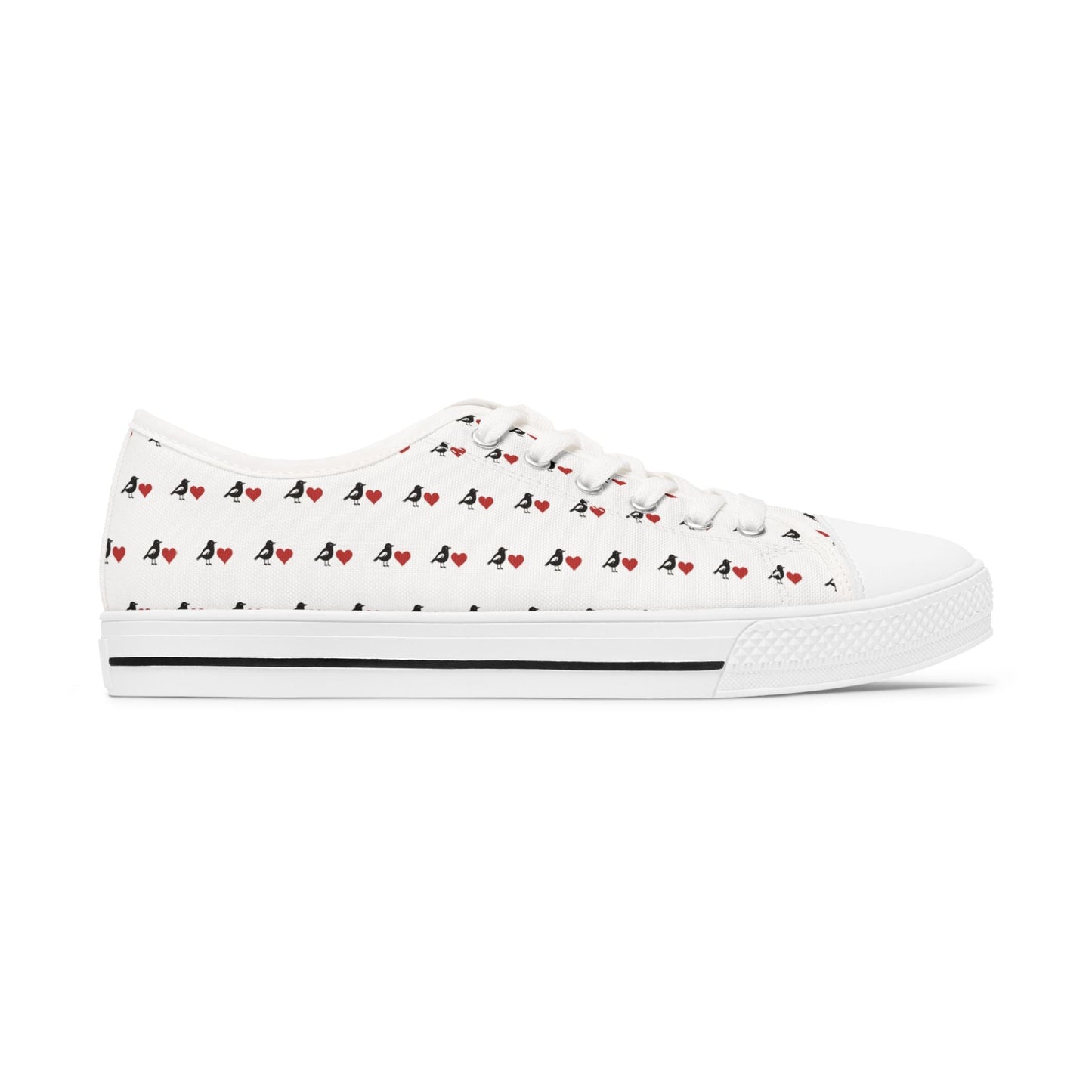 Cute Ravens Hearts Canvas Sneakers