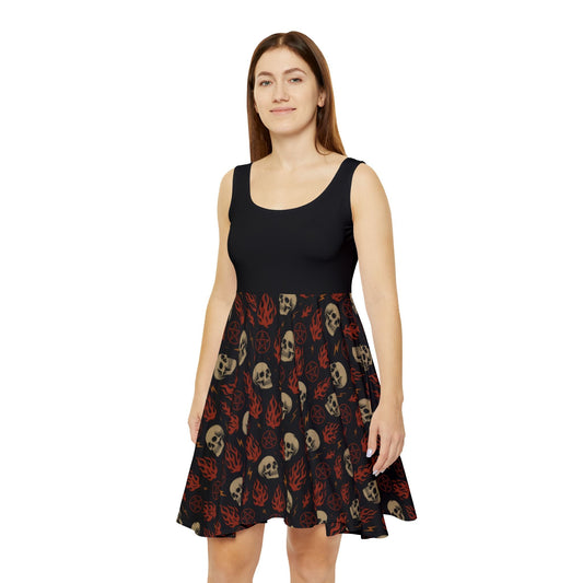 Edgy Skull Skater Dress