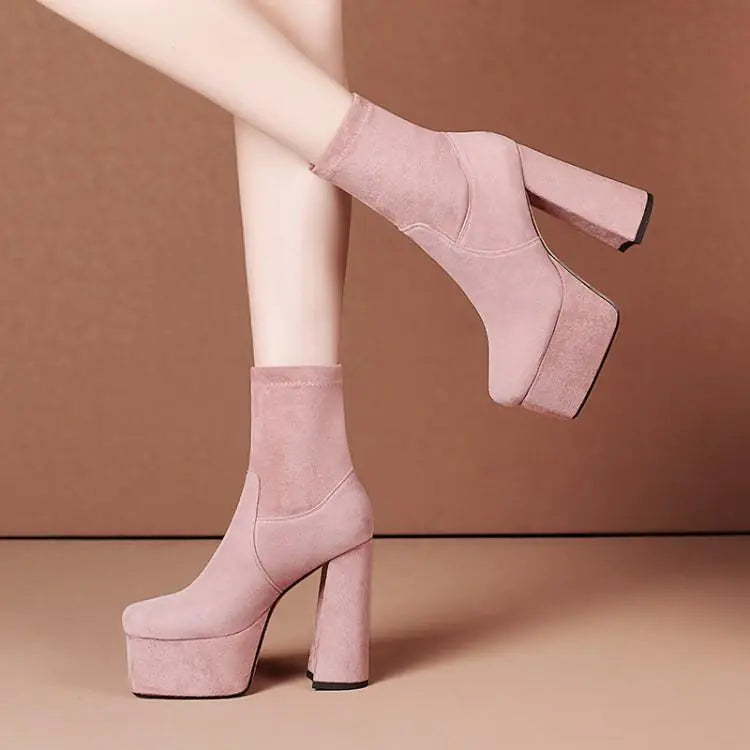 Women's Square Toe Platform Ankle Boots