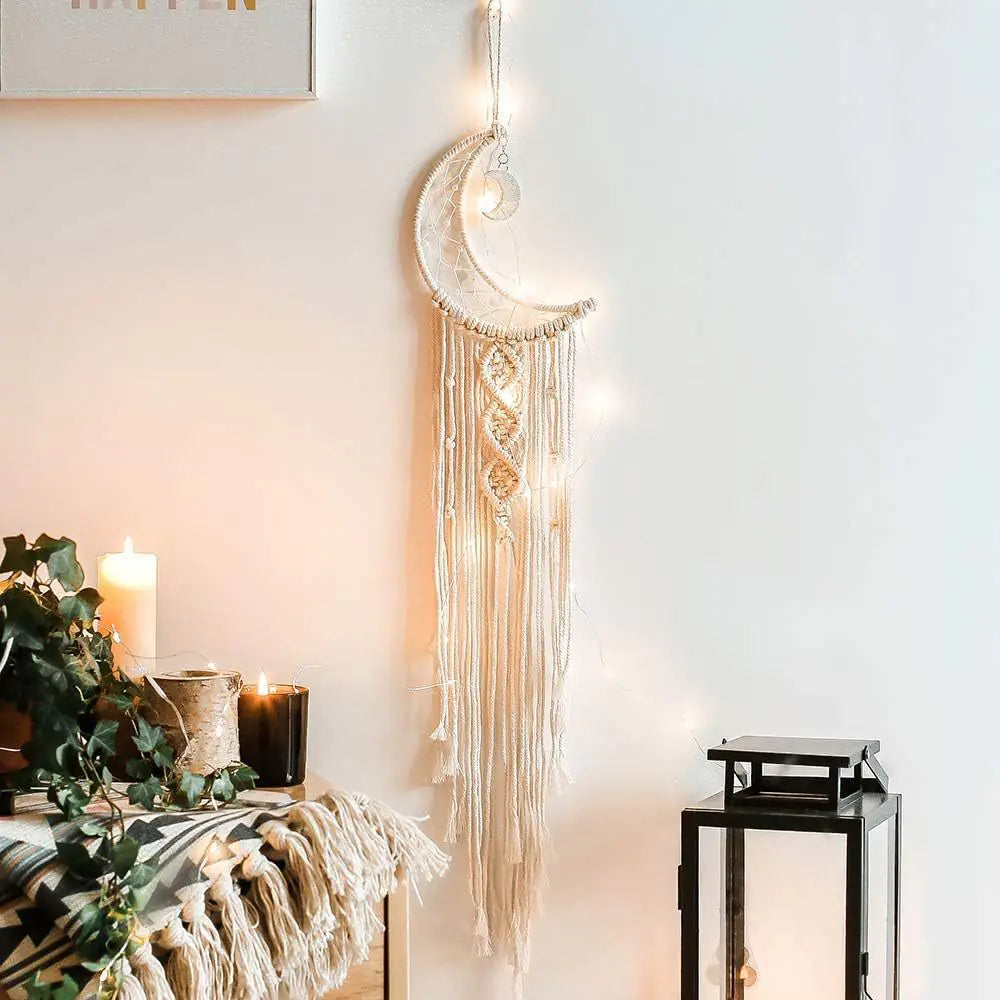 Boho Hand Woven Moon Dream Catcher 7.87x41.33in