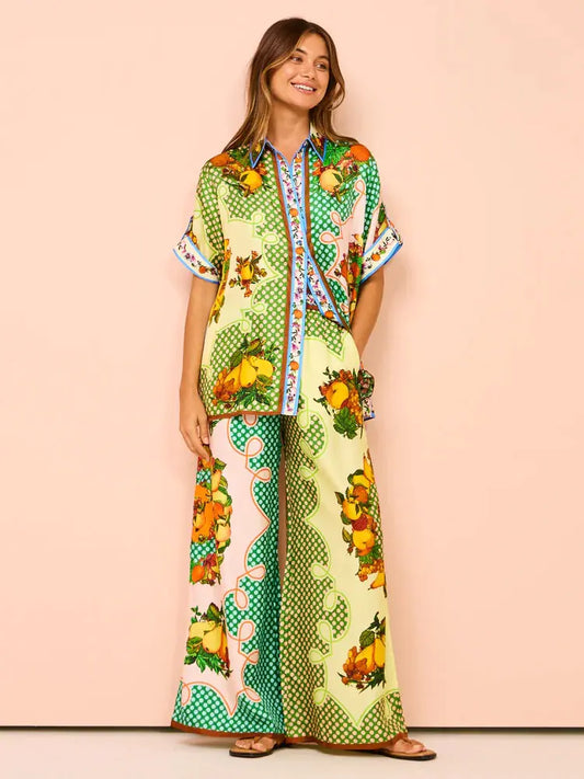 2024 Women's Hawaii Print 2-Piece Casual Outfit Set