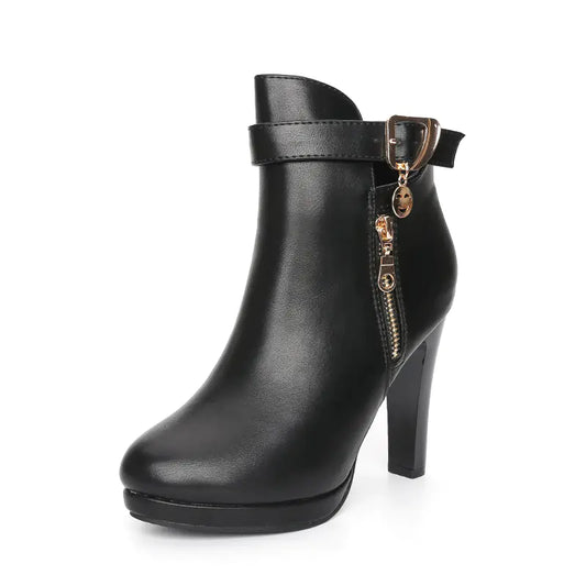 Women's High Heel Martin Boots with Fur Lining