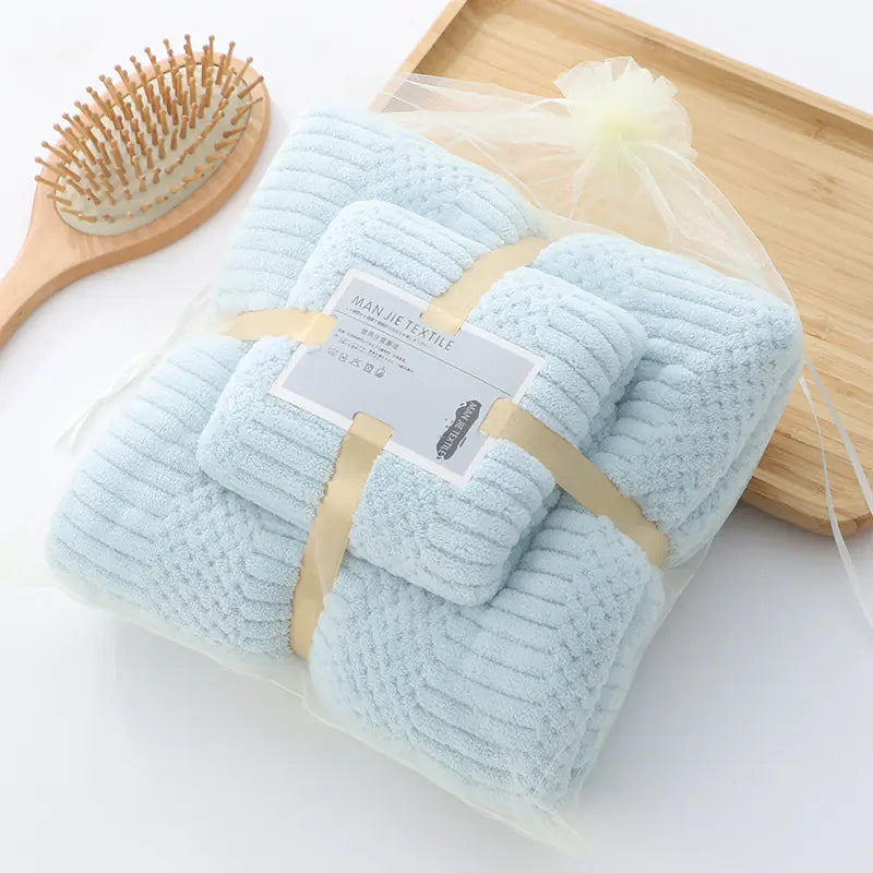 Coral Fleece Absorbent Towel Set