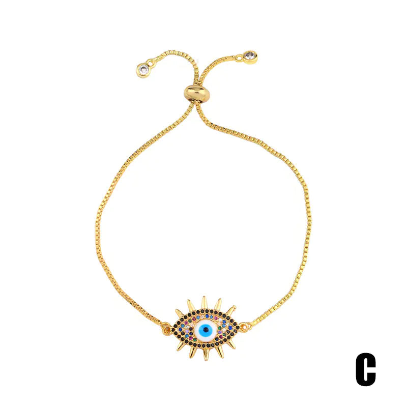 Colorful Crystal and Zirconia Bracelet (Pull Chain)