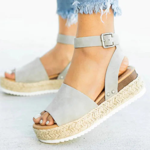 Wedge Espadrille Sandals with Leopard Print Design