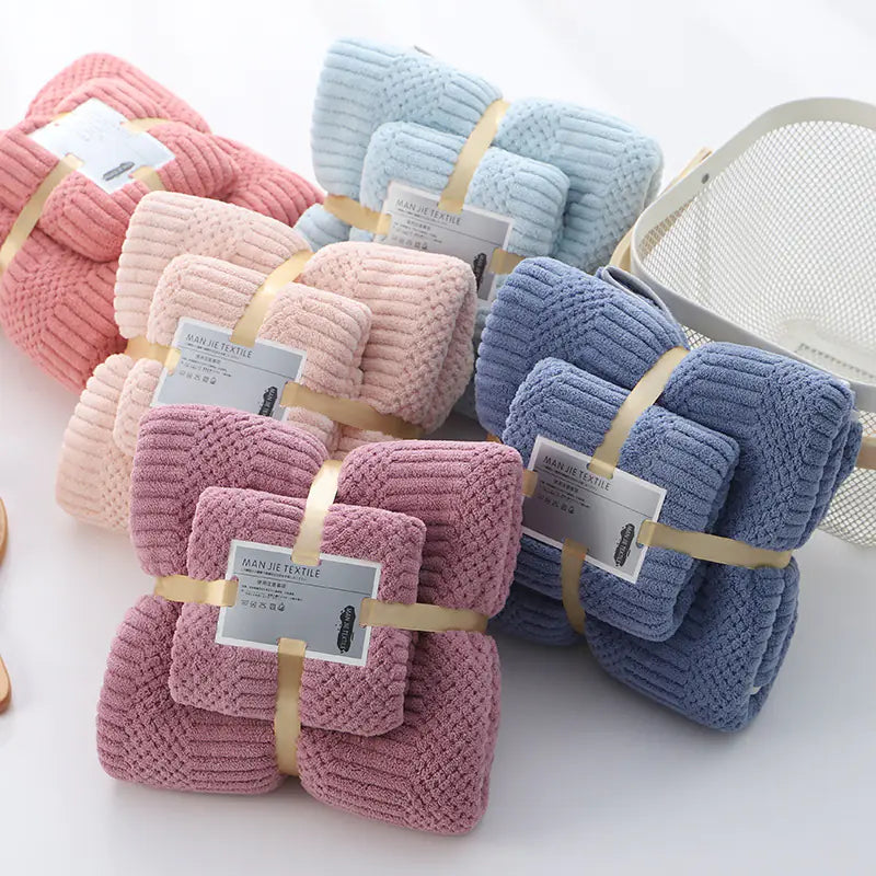 Coral Fleece Absorbent Towel Set