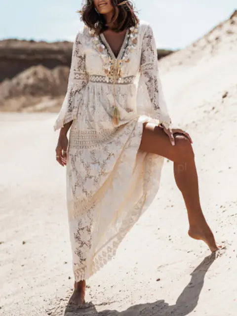Boho Glow Lace Dress - Free-Spirited Elegance