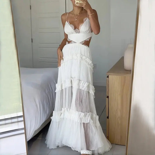 2023 Fall Sexy Lace Sheer Hole Slip Dress for Home