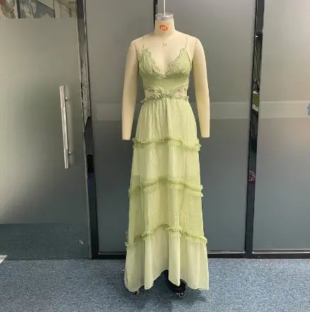 2023 Fall Sexy Lace Sheer Hole Slip Dress for Home