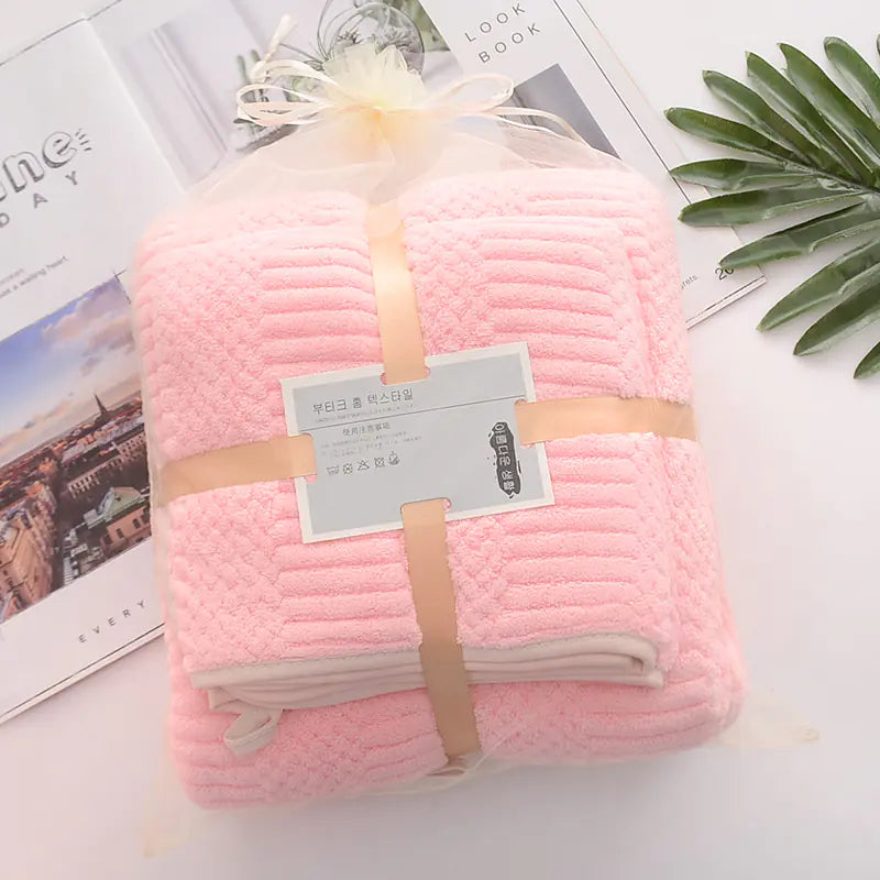 Coral Fleece Absorbent Towel Set