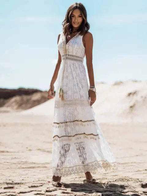 Boho Glow Lace Dress - Free-Spirited Elegance