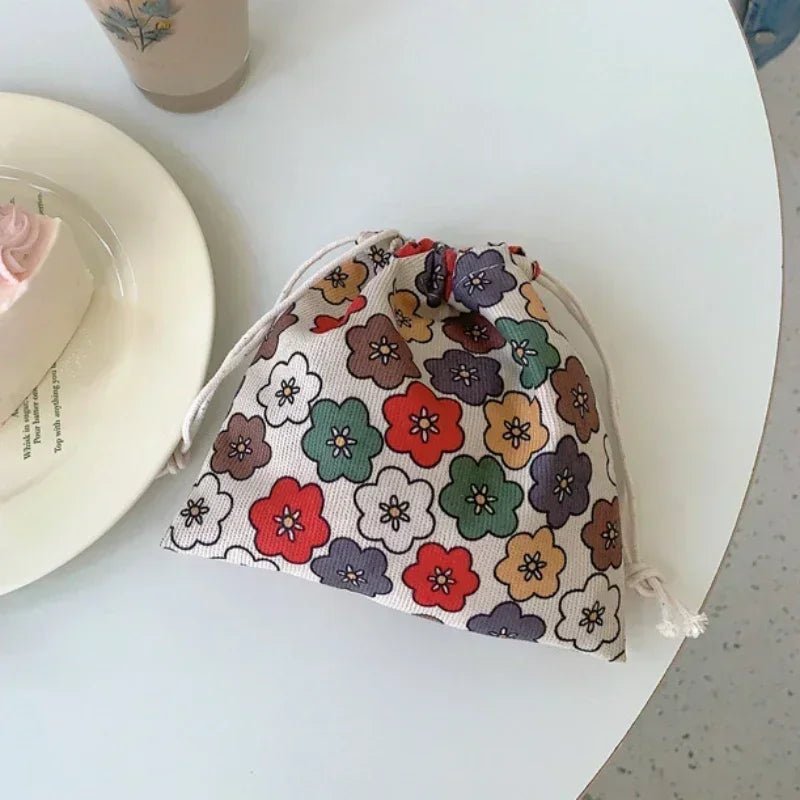 Corduroy Floral Storage Drawstring Bag Women Cosmetic Organizer Pouch Cute Makeup Bag Christmas Gift Candy Jewelry Organizer - Ageless Woman Wellness