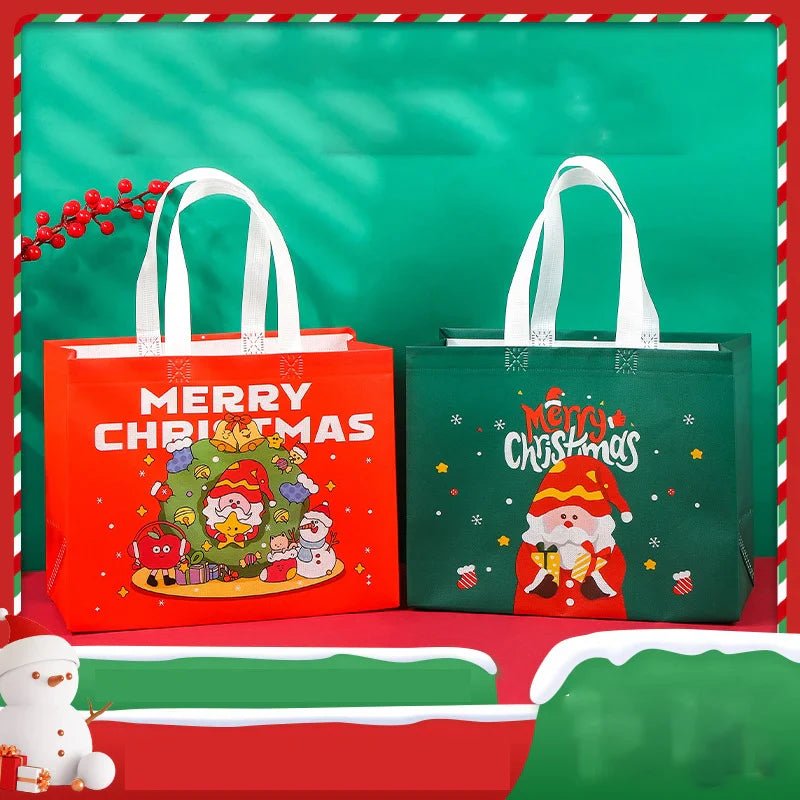 Christmas Santa Claus Print Non - woven Gift Bag Waterproof Eco - friendly Shopping Bag - Ageless Woman Wellness