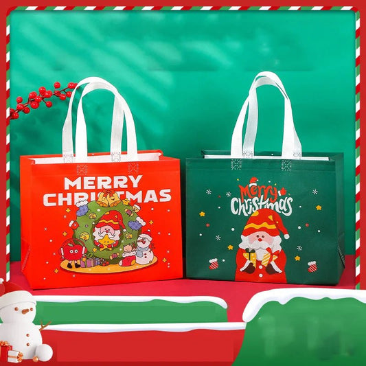 Christmas Santa Claus Print Non - woven Gift Bag Waterproof Eco - friendly Shopping Bag - Ageless Woman Wellness