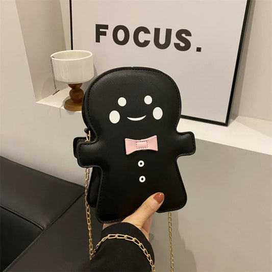 Gingerbread Man Crossbody Bag - Cute Christmas Designer Chain Shoulder Bag - Ageless Woman Wellness