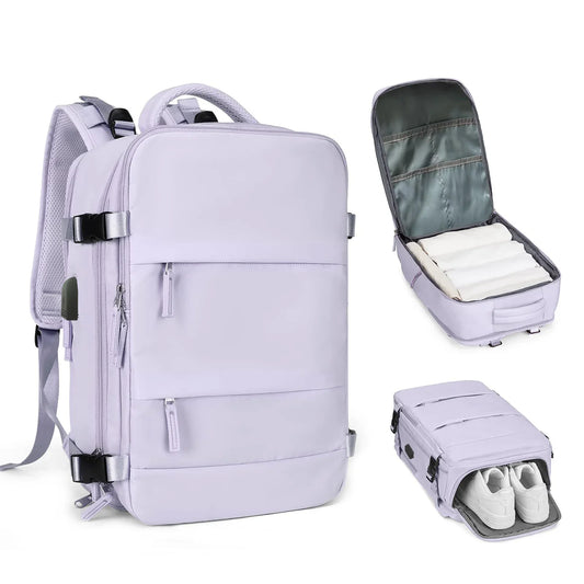 Unisex 50L Waterproof Travel Backpack with Shoe Compartment - Ageless Woman Wellness