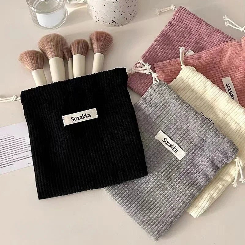 1pcs Solid Color Drawstring Cosmetic Bag Travel Cosmetic Lipstick Candy Organizer Pouch Christmas Gift Packaging Bag Storage Bag - Ageless Woman Wellness
