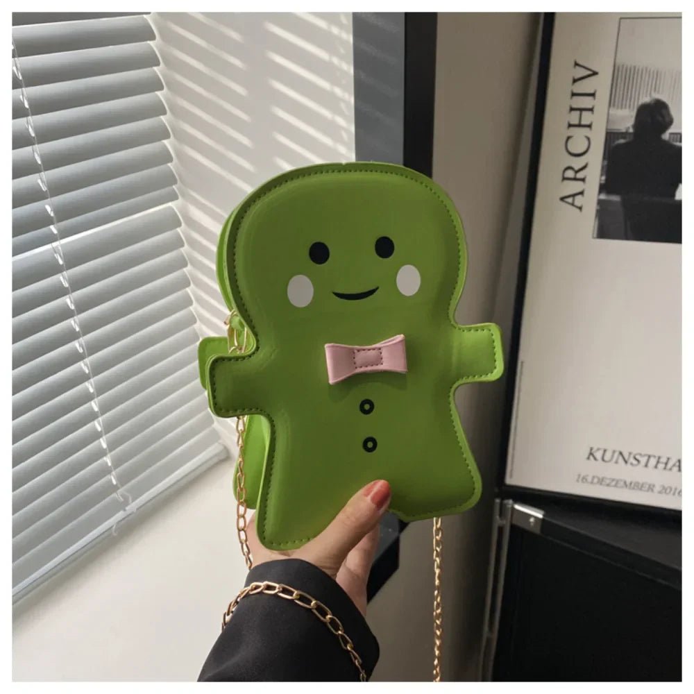 Gingerbread Man Crossbody Bag - Cute Christmas Designer Chain Shoulder Bag - Ageless Woman Wellness