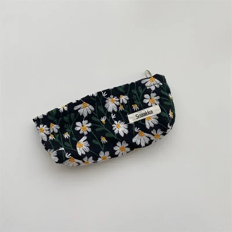 Lady Floral Corduroy Cosmetic Bag Women Handbags Purses Leopard&Plaid Makeup Organizer Storage Makeup Bag Girls Pencil Case Bags - Ageless Woman Wellness