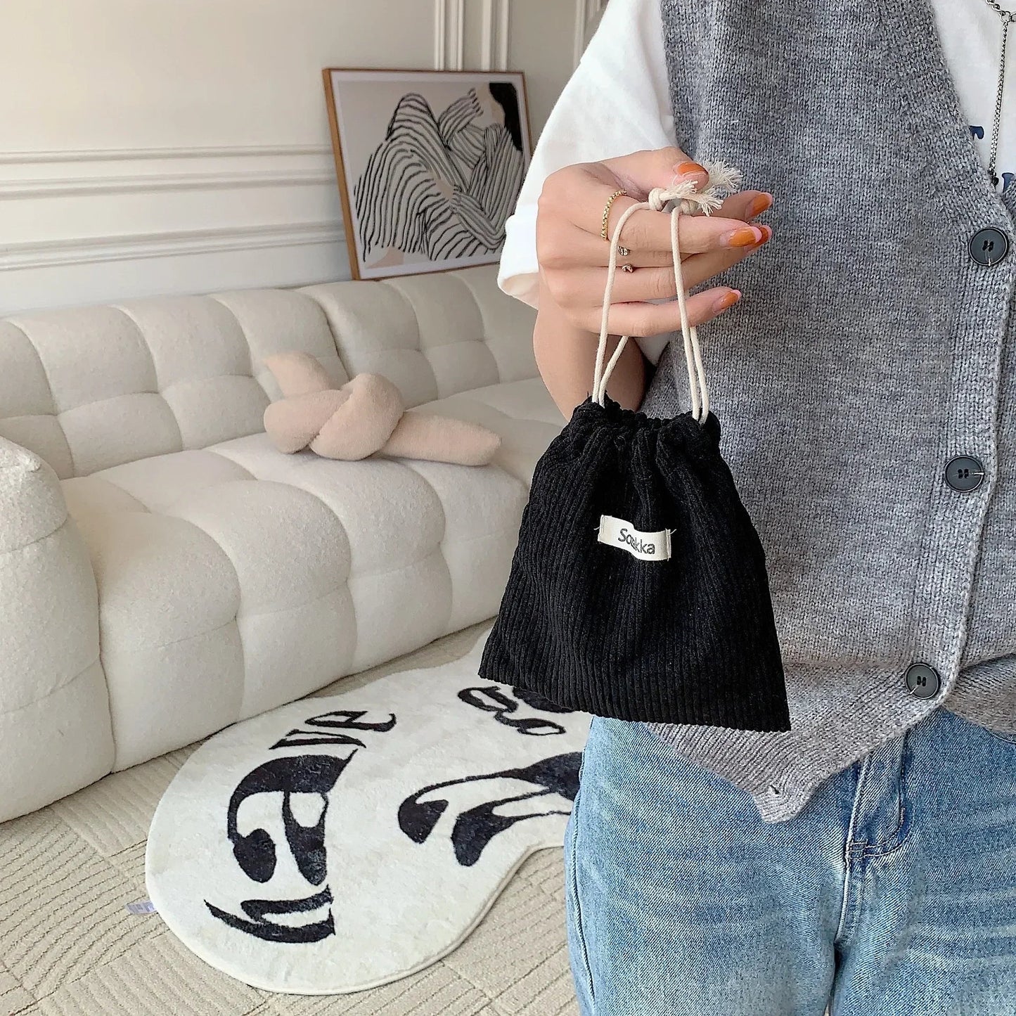 1pcs Solid Color Drawstring Cosmetic Bag Travel Cosmetic Lipstick Candy Organizer Pouch Christmas Gift Packaging Bag Storage Bag - Ageless Woman Wellness