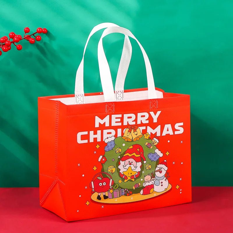 Christmas Santa Claus Print Non - woven Gift Bag Waterproof Eco - friendly Shopping Bag - Ageless Woman Wellness