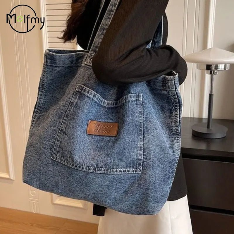 Denim Luxury Designer Tote Clutch Solid Color Female Handbag - Ageless Woman Wellness