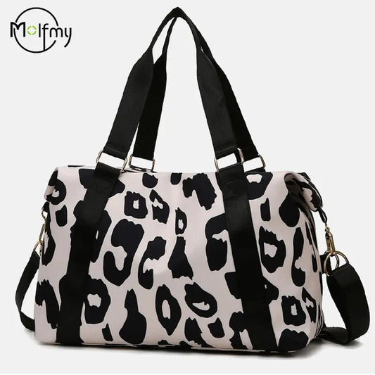 Leopard Print Women's Travel Bag: Wet Dry Shoulder Luggage, Sports Fitness, Beach Backpack - Ageless Woman Wellness