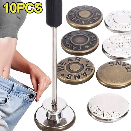 10Pcs Jeans Button Extenders 17mm with Screwdriver - Ageless Woman Wellness