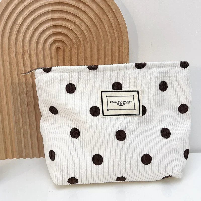 Lady Floral Corduroy Cosmetic Bag Women Handbags Purses Leopard&Plaid Makeup Organizer Storage Makeup Bag Girls Pencil Case Bags - Ageless Woman Wellness