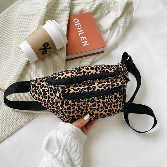 Leopard Print Flannel Fanny Pack Waist Bag Women - Ageless Woman Wellness