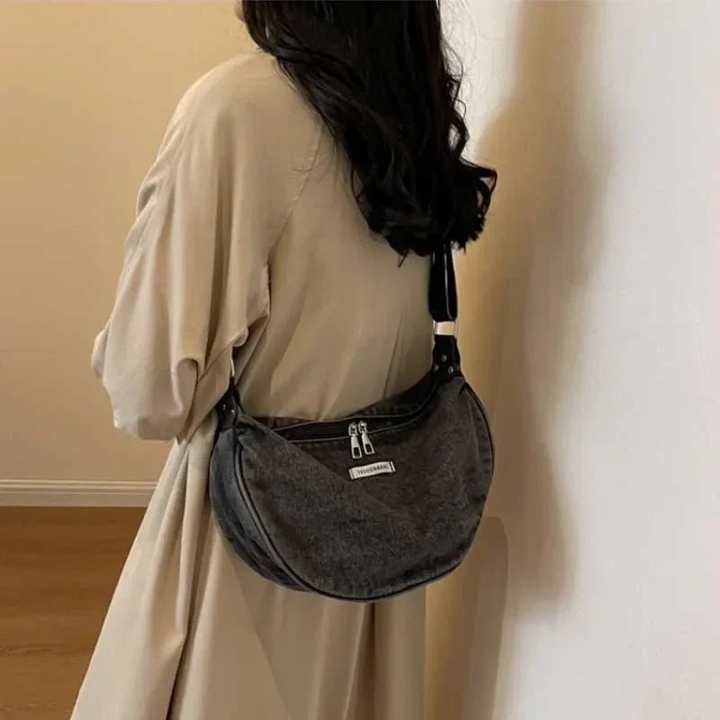 Women Denim Bag Large Capacity Strap Adjustable Crossbody Sling Bag Vintage Messenger Bags Casual Shopper Bags 2025 Shoulder Bag - Ageless Woman Wellness