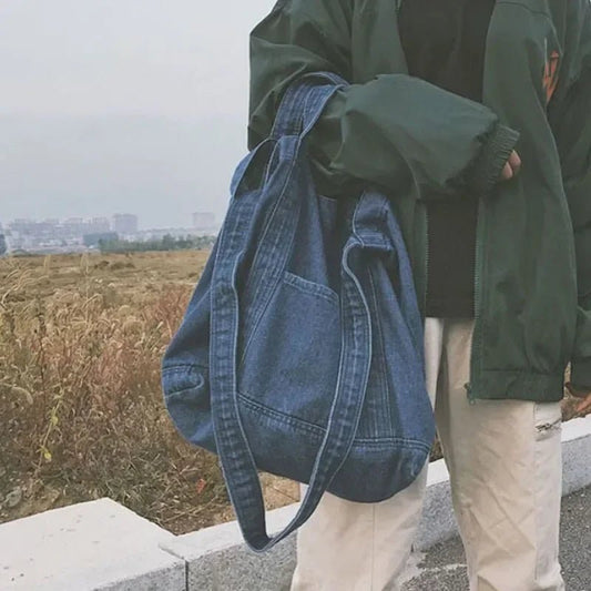 Denim Crossbody Shoulder Bag for Women - Casual Jeans Handbag - Ageless Woman Wellness