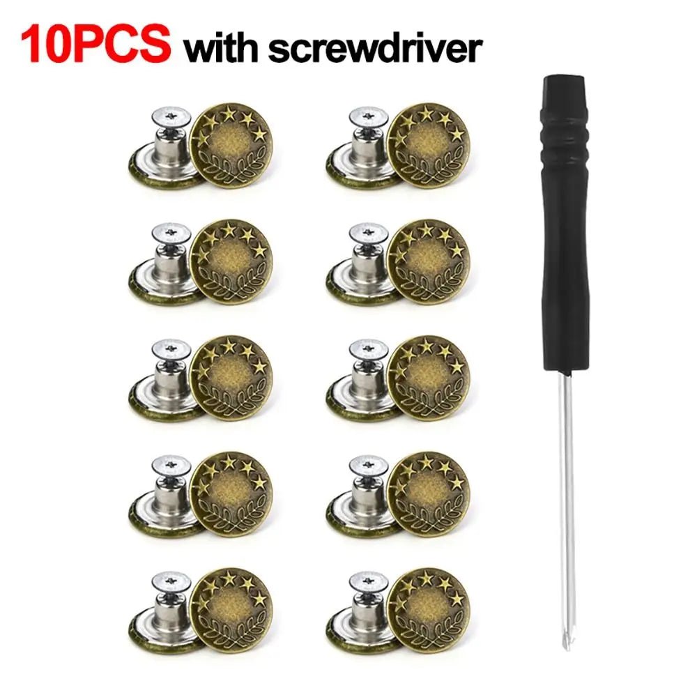 10Pcs Jeans Button Extenders 17mm with Screwdriver - Ageless Woman Wellness
