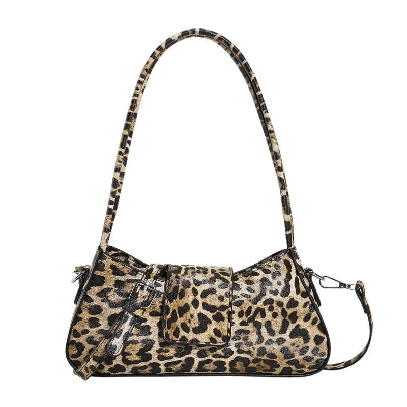 French Underarm Bag Leopard Handbag Clutch Vintage PU Leather Crossbody - Ageless Woman Wellness