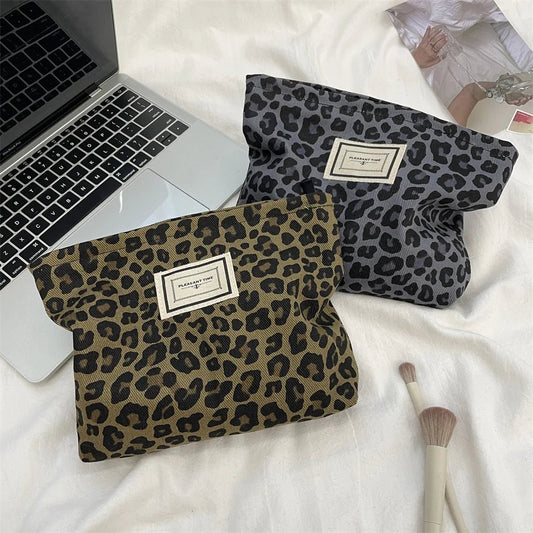Fashion Leopard Print Makeup Bag Zipper Pouch Large Capacity Portable Toiletries Bag Cosmetic Bag for Women - Ageless Woman Wellness