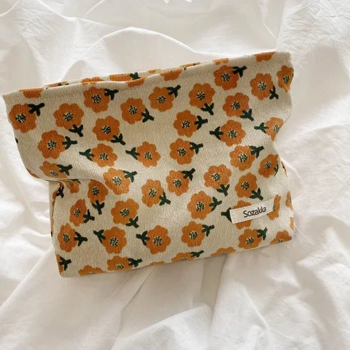 Lady Floral Corduroy Cosmetic Bag Women Handbags Purses Leopard&Plaid Makeup Organizer Storage Makeup Bag Girls Pencil Case Bags - Ageless Woman Wellness