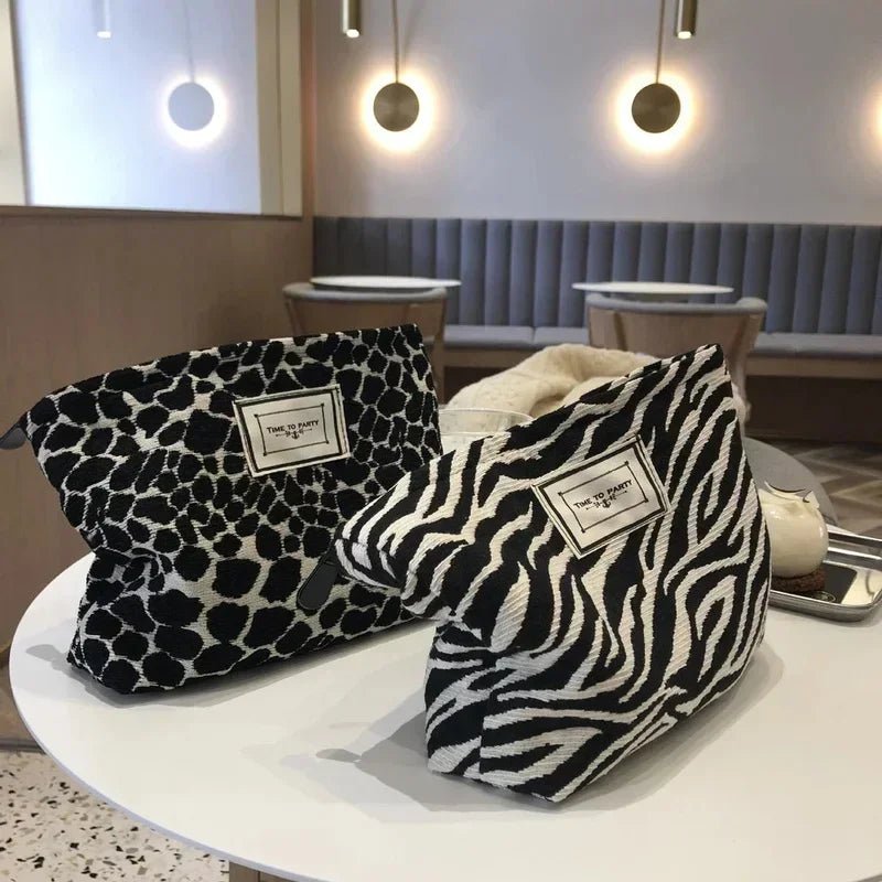 Fashion Women Leopard Cosmetic Bag Zipper Makeup Bag Pouch Canvas Lady Make Up Bag Travel Organizer Washing Makeup Beauty Case - Ageless Woman Wellness