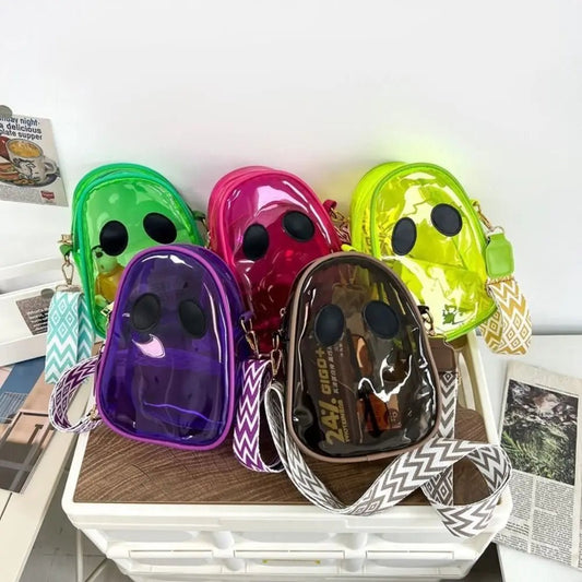 Clear PVC Ghost Shoulder Bag - Large Capacity Halloween Crossbody - Ageless Woman Wellness