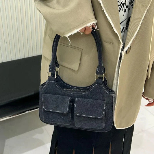Sweet Cool Girl Denim Top - handle Shoulder Bag - Ageless Woman Wellness