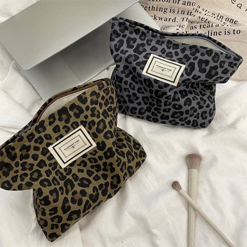 Fashion Leopard Print Makeup Bag Zipper Pouch Large Capacity Portable Toiletries Bag Cosmetic Bag for Women - Ageless Woman Wellness