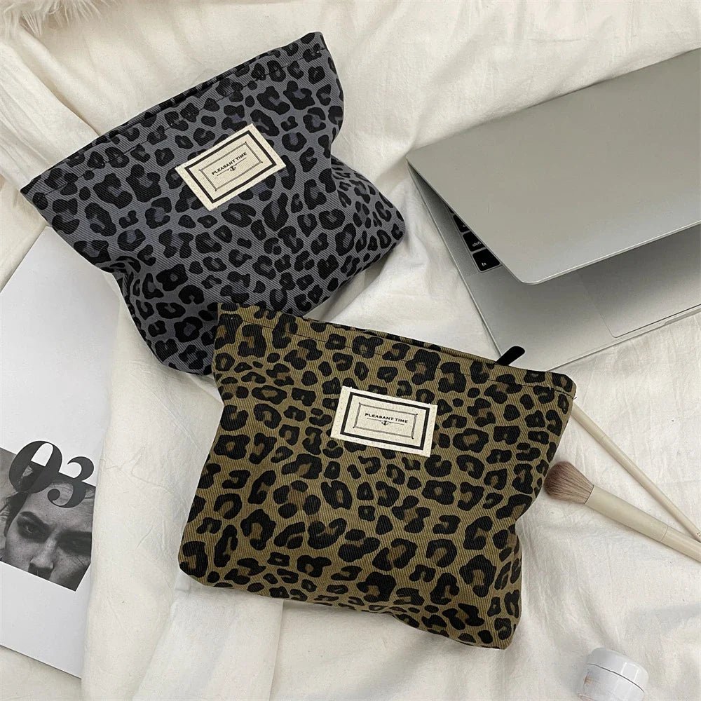 Fashion Leopard Print Makeup Bag Zipper Pouch Large Capacity Portable Toiletries Bag Cosmetic Bag for Women - Ageless Woman Wellness