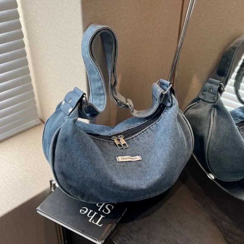 Women Denim Bag Large Capacity Strap Adjustable Crossbody Sling Bag Vintage Messenger Bags Casual Shopper Bags 2025 Shoulder Bag - Ageless Woman Wellness