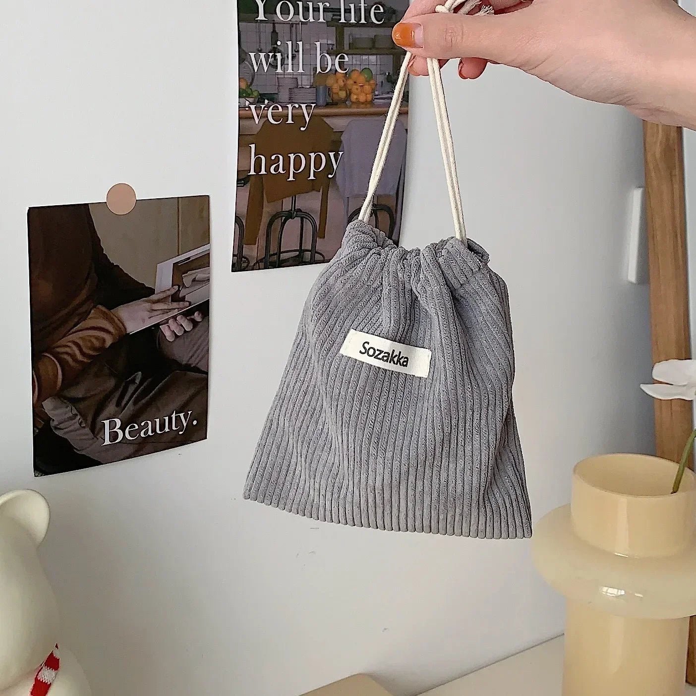 1pcs Solid Color Drawstring Cosmetic Bag Travel Cosmetic Lipstick Candy Organizer Pouch Christmas Gift Packaging Bag Storage Bag - Ageless Woman Wellness