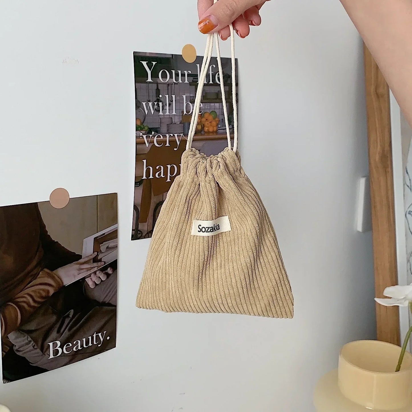 1pcs Solid Color Drawstring Cosmetic Bag Travel Cosmetic Lipstick Candy Organizer Pouch Christmas Gift Packaging Bag Storage Bag - Ageless Woman Wellness