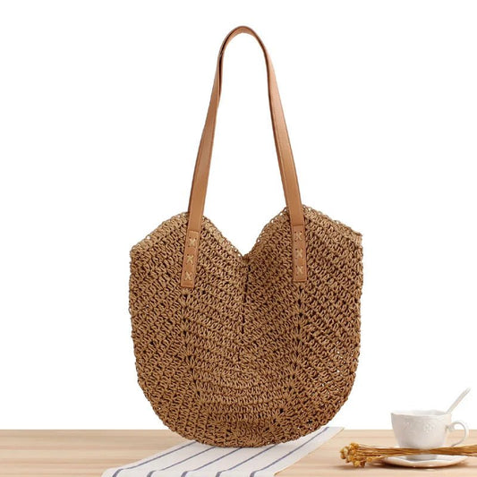 Bohemian Straw Beach Tote Bag - Large Capacity Shoulder Handbag - Ageless Woman Wellness