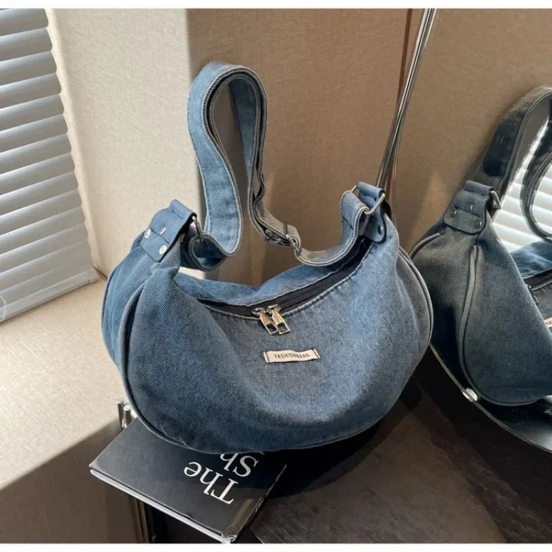Women Denim Bag Large Capacity Strap Adjustable Crossbody Sling Bag Vintage Messenger Bags Casual Shopper Bags 2025 Shoulder Bag - Ageless Woman Wellness